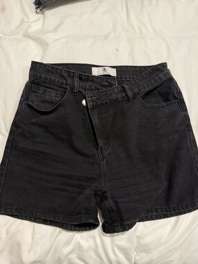 High-Rise Black Denim Jean Shorts